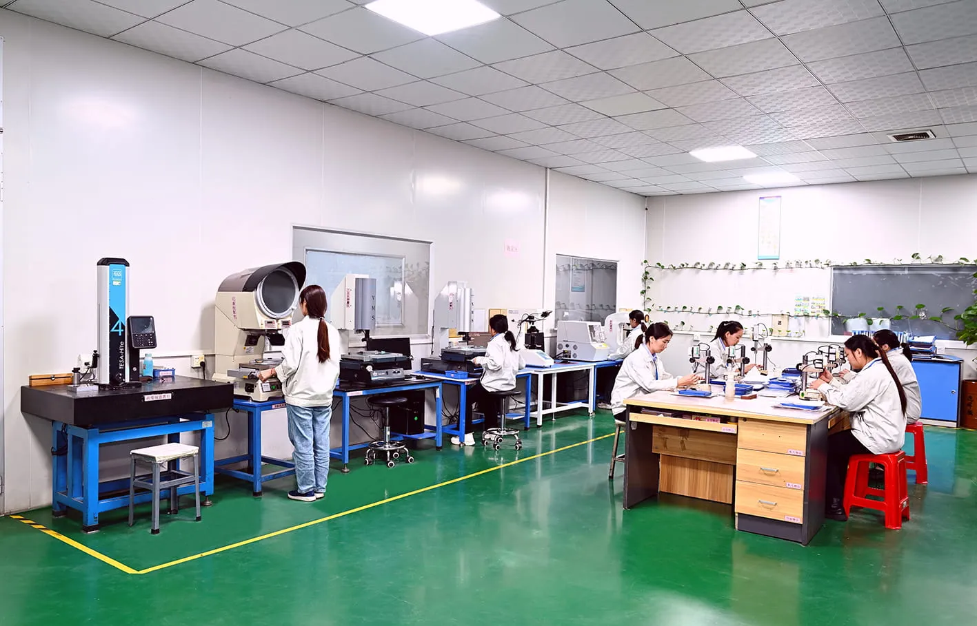 Quality control room with documented dimensional inspection benches