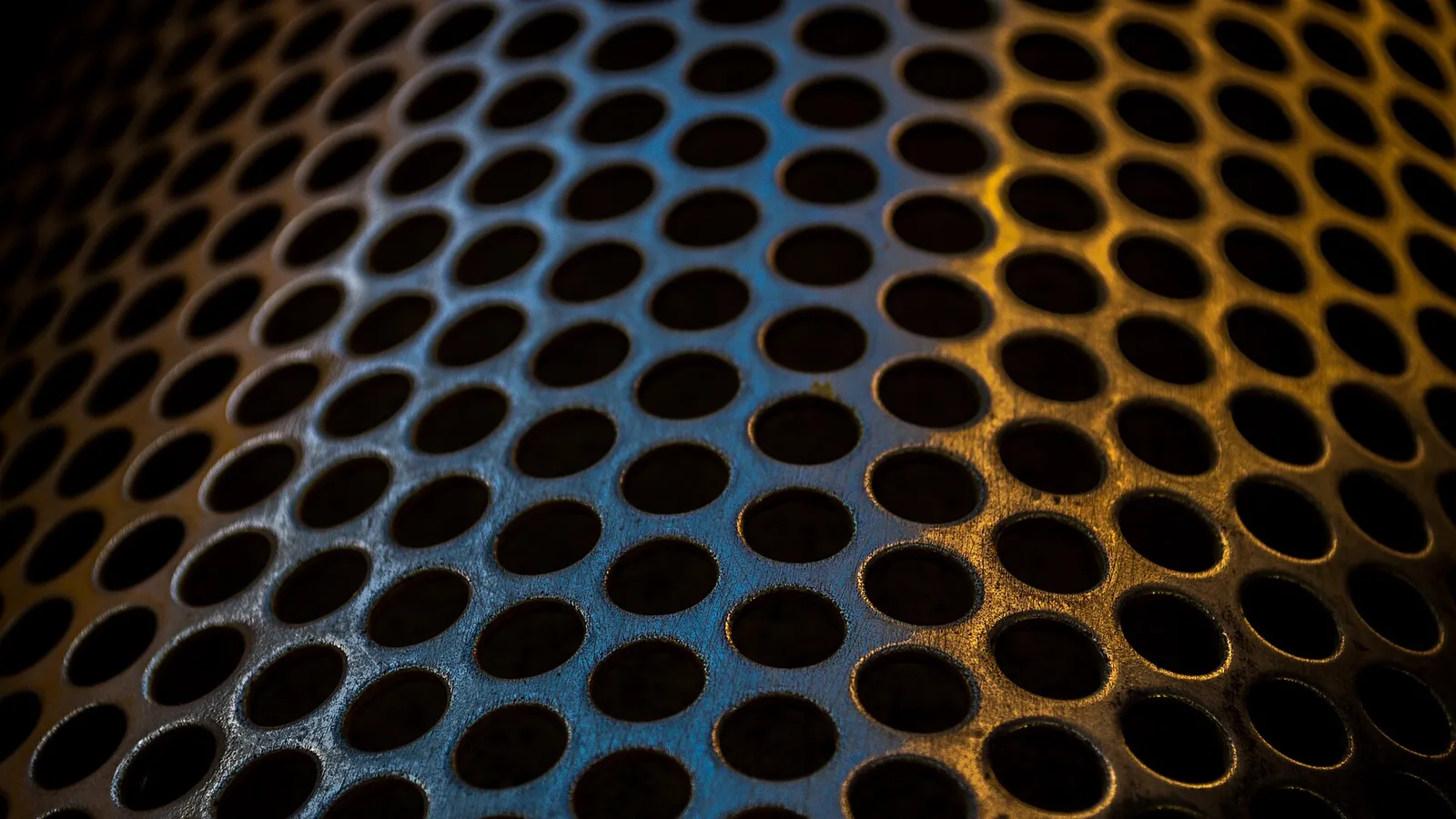 Iridescent PVD-coated perforated metal sheet, finish color reference