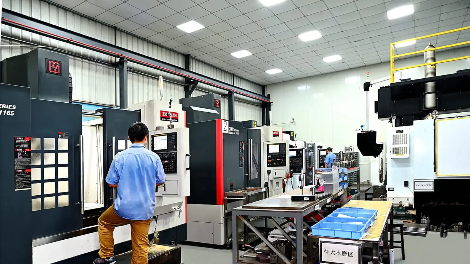 CNC machining center cutting mold steel in the tool room